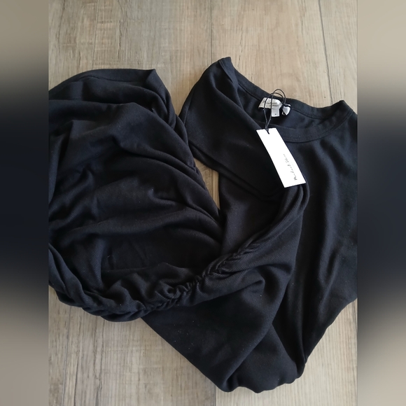 NWT Michael Stars Ricci Power Shoulder Dress in black. Size S - Picture 5 of 5